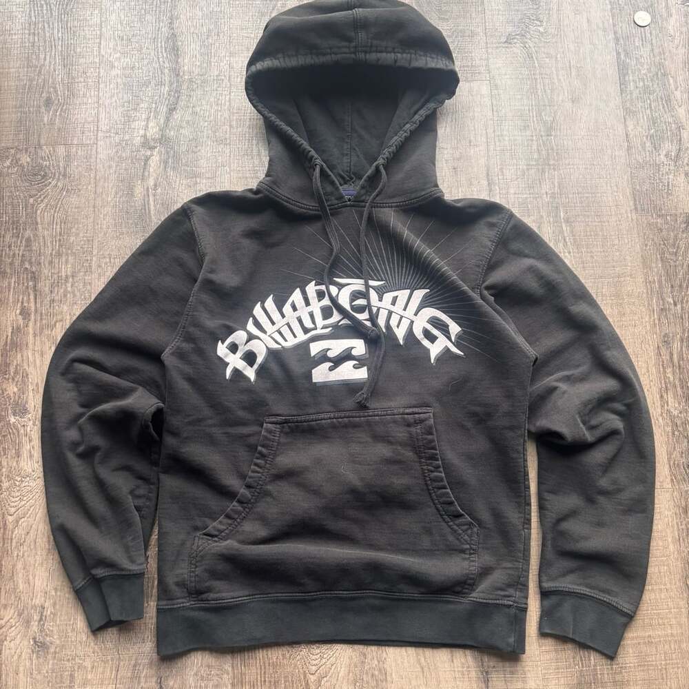 Billabong Graphic Pullover Hoodie Size S Black